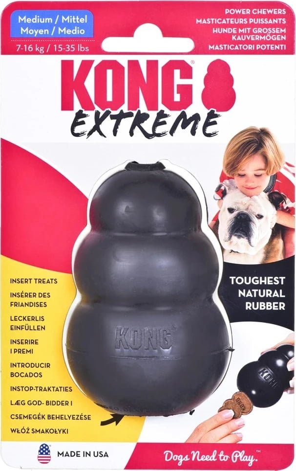 Lodër për qen KONG Extreme, përtypëse M, e zezë