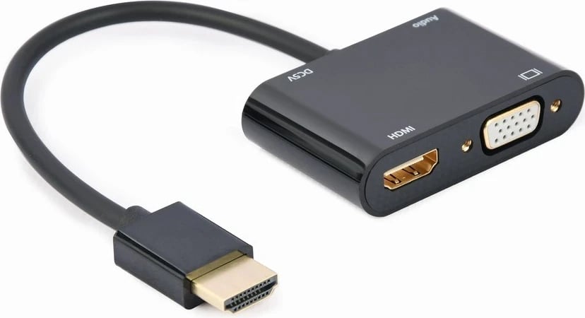 Pështatës Gembird HDMI to HDMI,VGA, i zi 