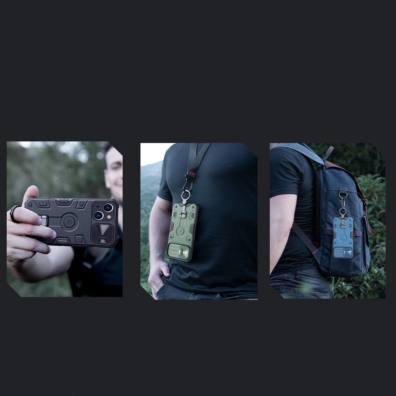 Mbështjellës Nillkin CamShield Armor Pro Magnetic për iPhone 14 Plus, MagSafe, me kapak kamere, Kaltër
