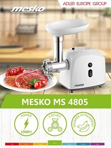 Makinë mishngrire Adler MS 4805, 1500 W, e bardhë