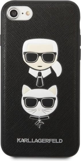 Mbështjellës Karl Lagerfeld Saffiano Karl&Choupette Head për iPhone 7/8/SE 2020/SE 2022, i zi