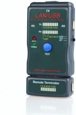 Testues kabllosh Gembird NCT-2, RJ45, RJ11, RJ12, USB, Gri