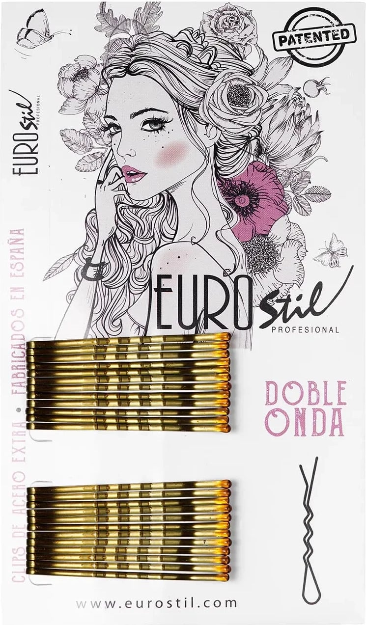 Kapëse flokësh Eurostil Doble Onda bronzi 24 copë
