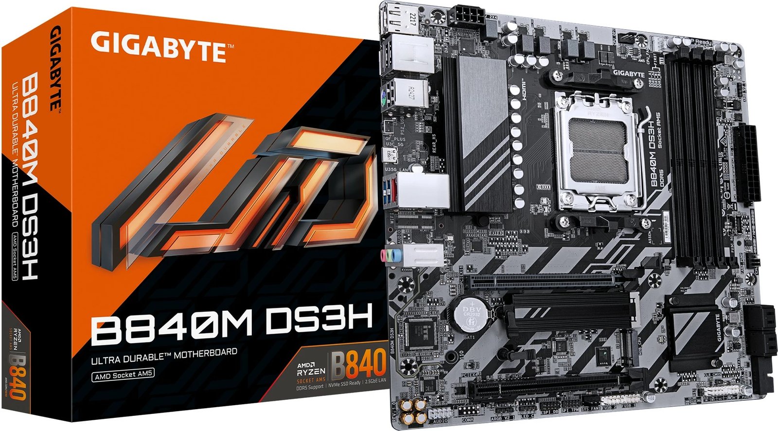 Pllakë amë Gigabyte B840M DS3H, AMD Ryzen 9000, DDR5, PCIe 4.0