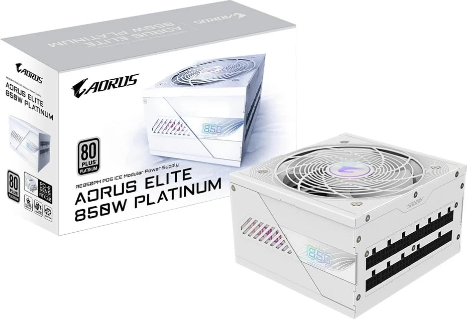 Furnizues energjie Gigabyte AORUS ELITE P850W ICE, PCIe 5.0, 80 PLUS Platinum, i bardhë