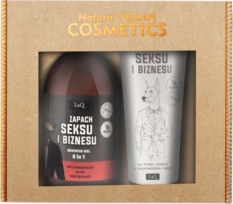 Set për trup për meshkuj LaQ Scent of Sex and Business Black Matte, xhel dushi 500ml + balsam trupi 200ml
