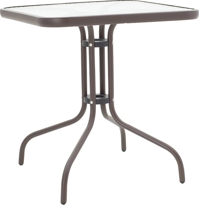 Tavolinë metalike, xham kafe, 70x70x70cm