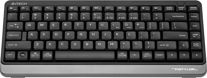 Tastierë A4 TECH FSTYLER FBK11, RF Wireless + Bluetooth, Mini, Zezë dhe Gri