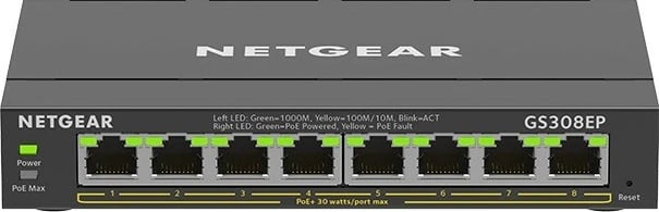 Switch Netgear GS308EP, 8xGE PoE+, i menaxhuar, Desktop, i zi