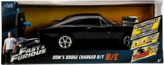 Makina me telekomandë Fast & Furious Dodge Charger 1970, 1:16, E zezë