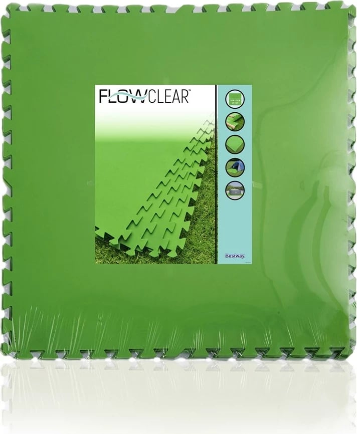 Mbrojtës dyshemeje për pishinë Bestway Flowclear 78cm x 78cm, i gjelbër, set prej 8 copësh
