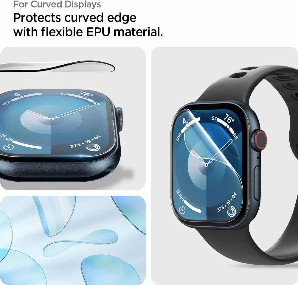 Mbrojtëse ekrani për smartwatch Spigen Elite Shield EZ FIT Hybrid Glass, për Apple Watch 10 46mm, Transparent, 2-pack