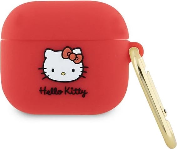 Mbështjellës Hello Kitty për AirPods 3, silikon 3D, me unazë, kuqe