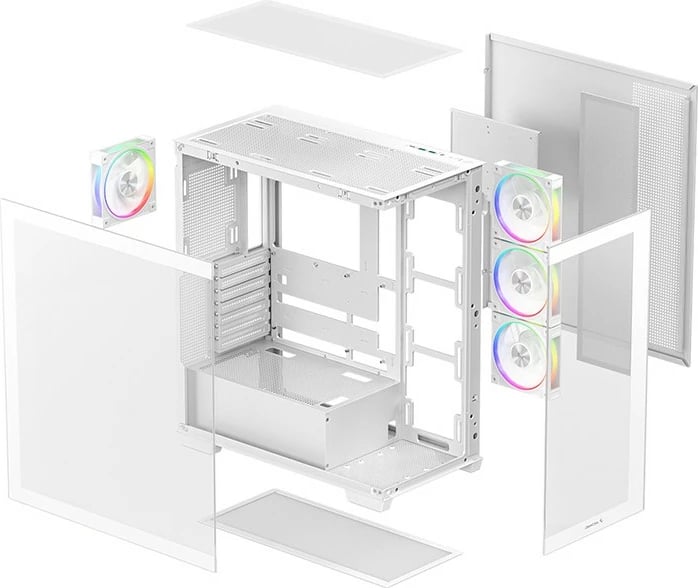 Kasë Deepcool CG580 4F V2, Midi Tower, xham i temperuar, RGB, e bardhë