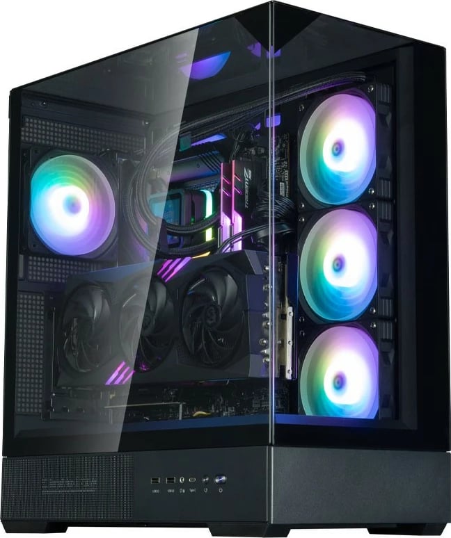 Kasë Zalman P40 Prism Midi Tower, ARGB, xham i temperuar, e zezë