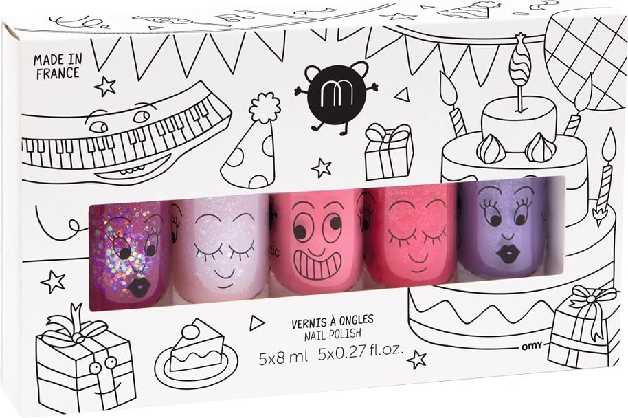 Llak për thonj për vajza Nailmatic Kids Party Set Sheepy Polly Cookie Kitty Piglou 5 copë