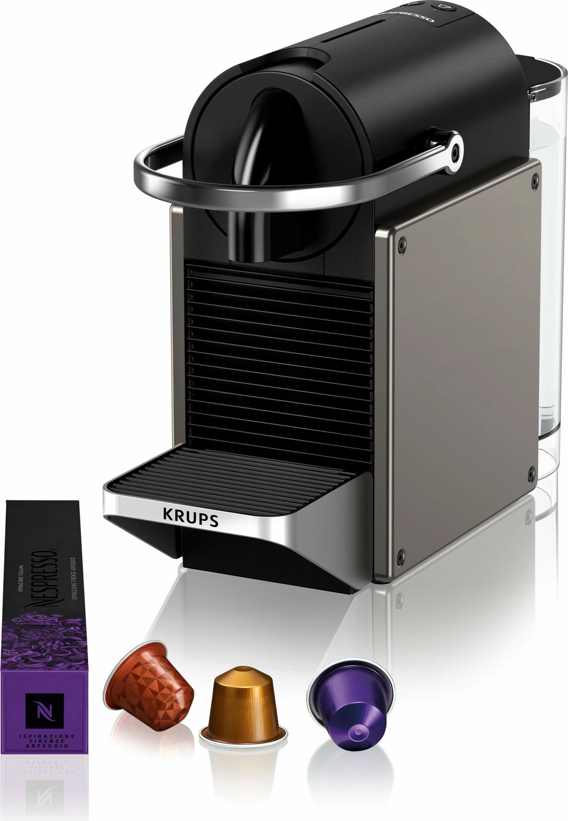 Makinë kafeje me kapsula Krups Pixie XN306T10, 0.7L, 1260W, zezë/titanium
