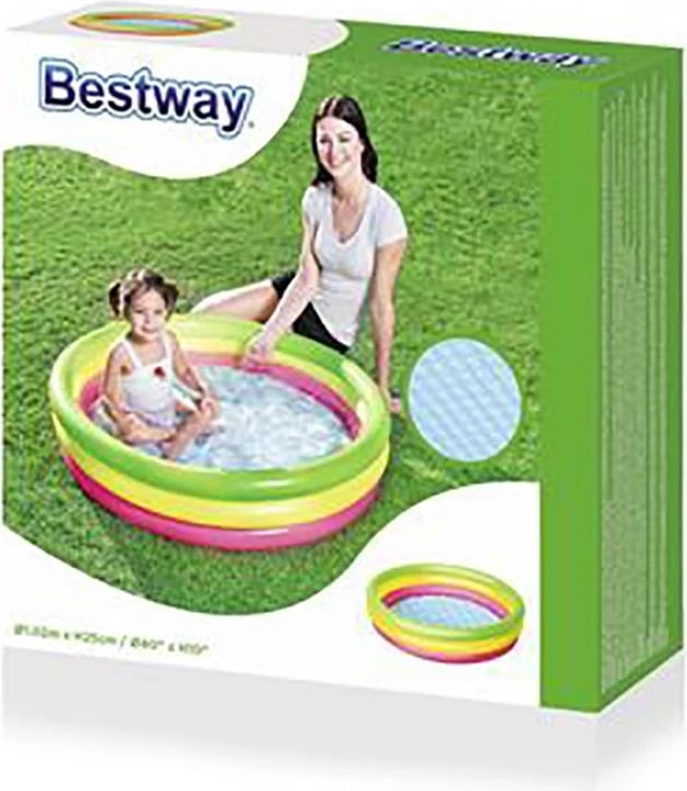 Pishinë fryrëse fëmijësh, Bestway, 102x25 cm, 62 L, PVC, shumëngjyrëshe