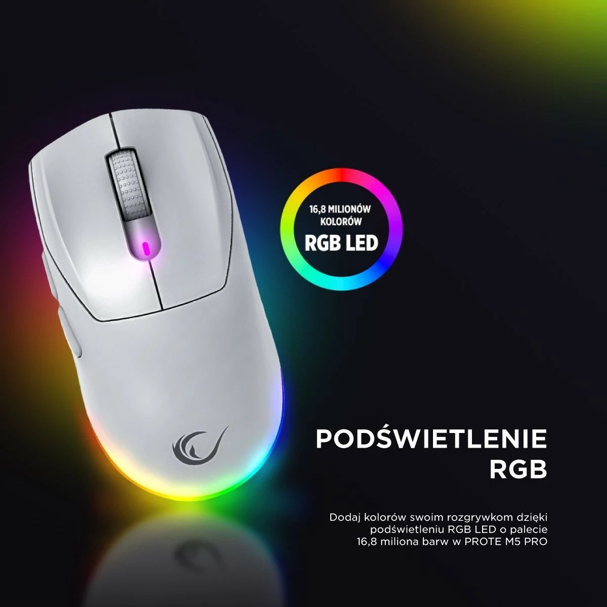 Maus Rampage Prote M5 Pro 26000 DPI RGB LED i bardhë