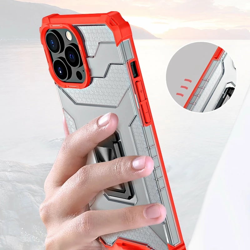 Mbështjellës Hurtel Crystal Ring Case me kickstand për iPhone 13 Pro, e zezë