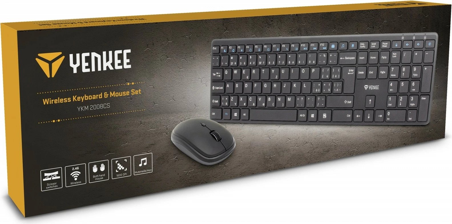 Set wireless tastierë + maus Yenkee YKB 2008CS, i zi