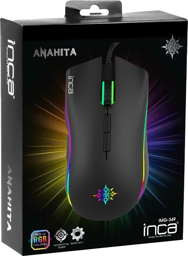 Maus gaming Inca IMG-349, 6400 DPI, 7 butona, RGB, i zi