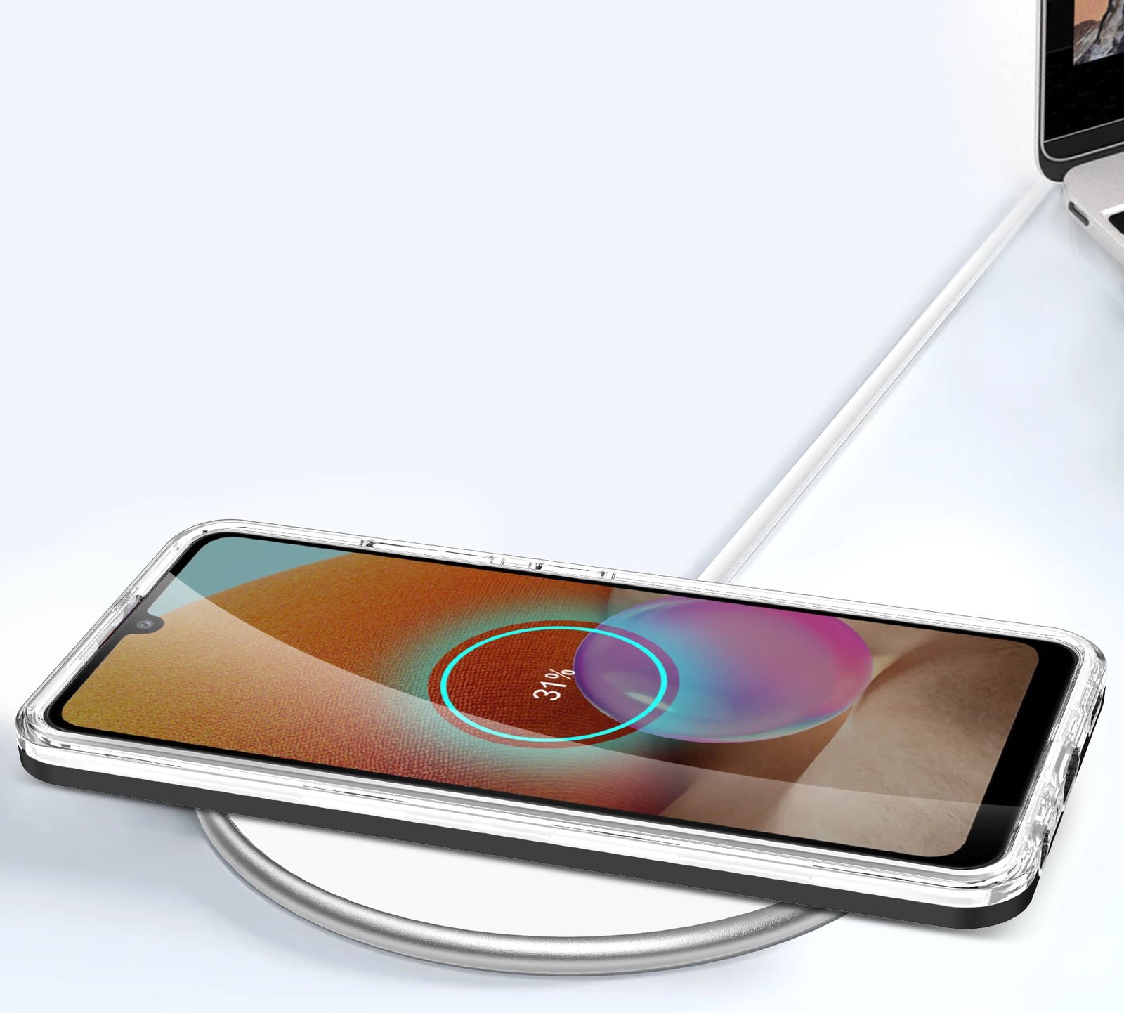 Mbështjellës Hurtel Hybrid Armor Clear 3in1 për Samsung Galaxy A32 5G, i zi/transparente