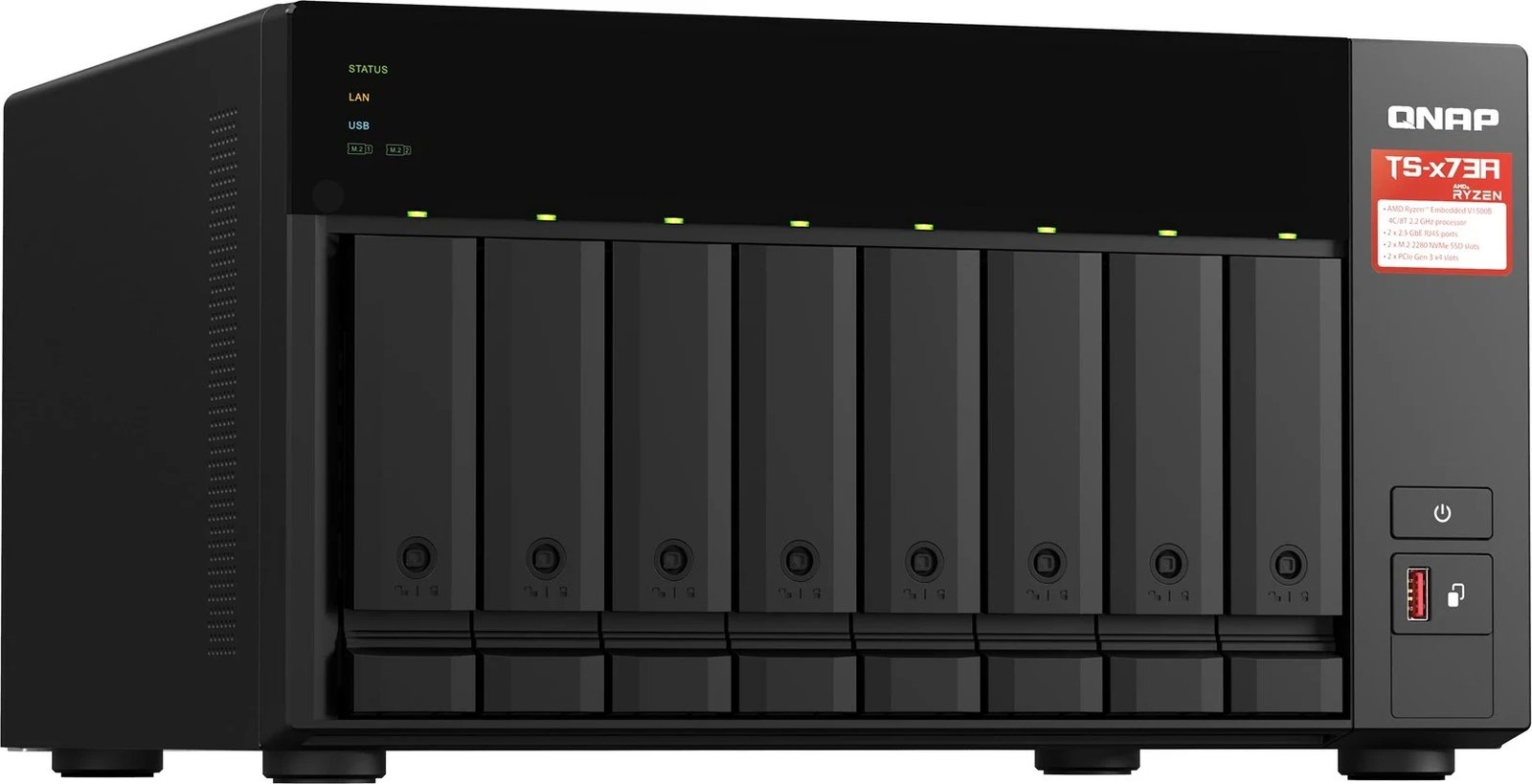 NAS QNAP TS-873A, Ryzen Embedded V1500B, 8 GB DDR4, 30.72 TB SSD, E zezë