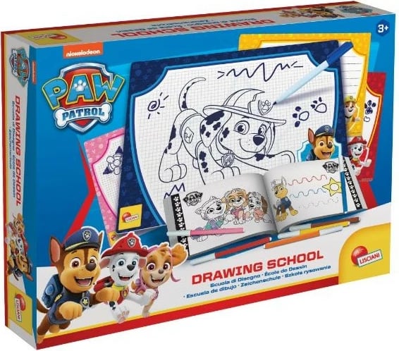 Set vizatimi Lisciani Paw Patrol, 4 tablica të fshirshme, marker, fletore ushtrimesh