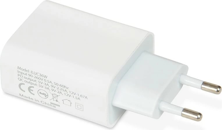 Karikues murali iBOX C-36, 20W, USB-C + USB, i bardhë