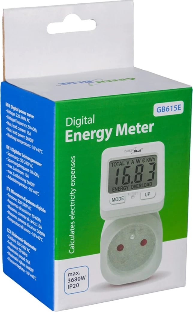 Matës energjie GreenBlue GB615 E, 16A, max. 3680W, i bardhë