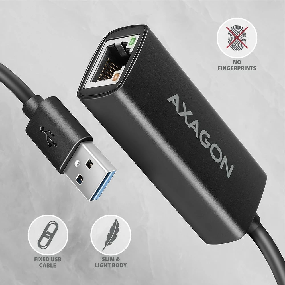 Kartë rrjeti AXAGON ADE-AR, USB-A 3.2 Gen 1, Gigabit Ethernet, e zezë