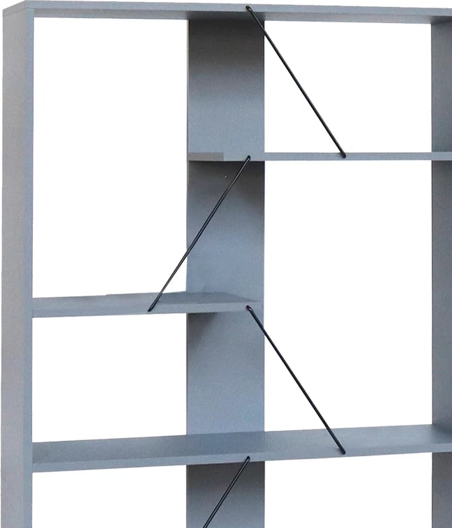 Raft librash Tars, ngjyrë gri-e zezë, 84x25.5x154.5cm