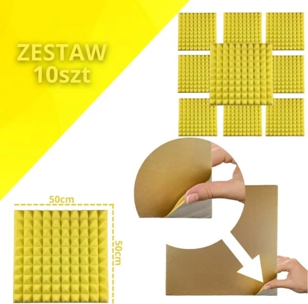 Panel akustik set prej 10 copë, i verdhë