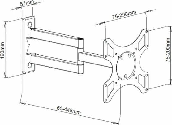 Mbajtës muri për TV/monitor Techly 023820, 19-37 inç, krah i dyfishtë, i bardhë