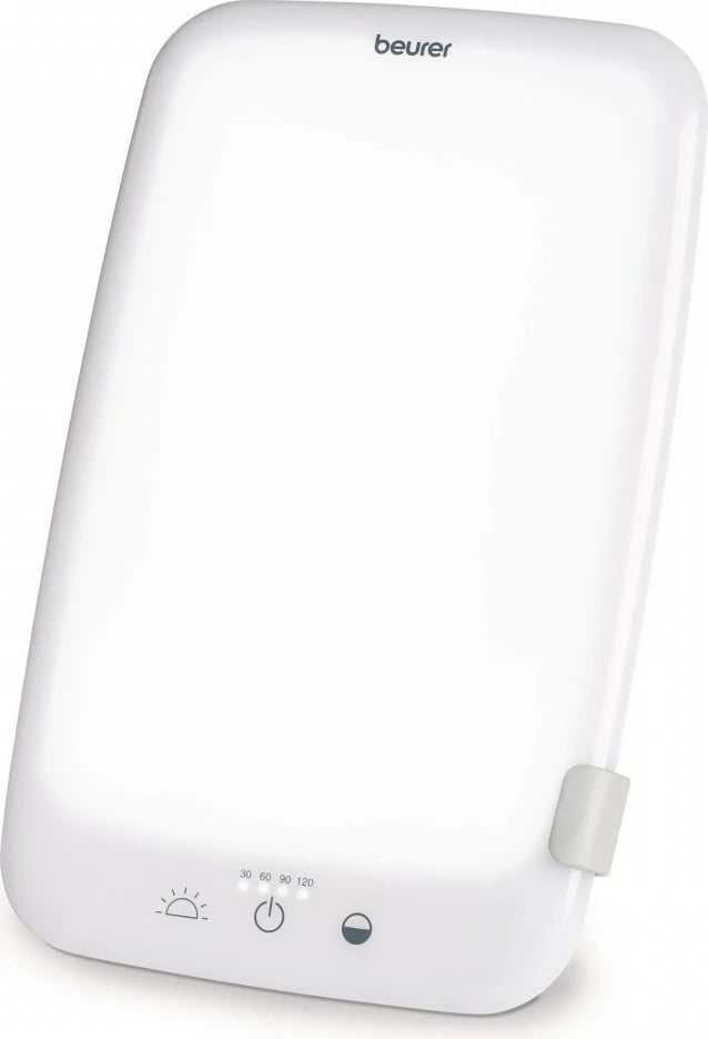 Lampë dite/terapie me dritë, Beurer TL35, 10 000 lx, sipërfaqe 14×20 cm, 3 temperatura ngjyre, dimmer 4 nivele, timer 30–120 min, e bardhë