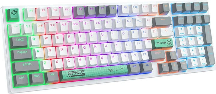 Tastierë mekanike ONIKUMA G38, 98 taste, me kabllo, e bardhë, me ndriçim RGB