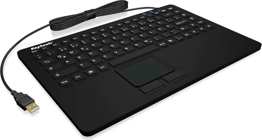Tastierë mini KEYSONIC KSK-5230IN(US) me touchpad, IP68, e zezë