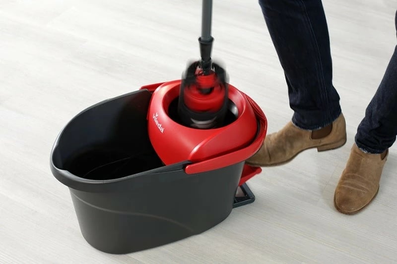 Mop i sheshtë Vileda Ultramat Turbo XL 161023, me kovë, 42 cm, Kuq e zi, set