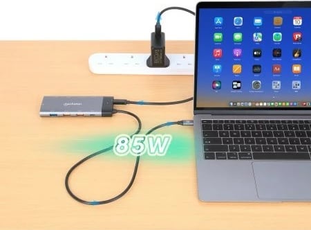 Docking station MANHATTAN USB-C PD 10-in-1, Dual Monitor 8K, gri