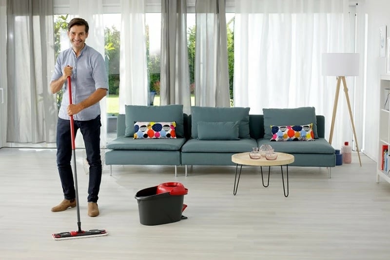 Mop i sheshtë Vileda Ultramat Turbo XL 161023, me kovë, 42 cm, Kuq e zi, set