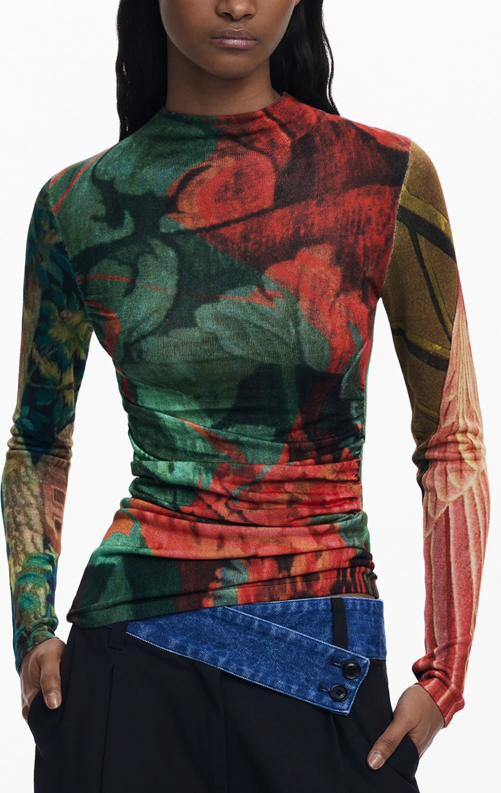 Xhemper femra Desigual Tapiz Lacroix Jersey, e gjelbër