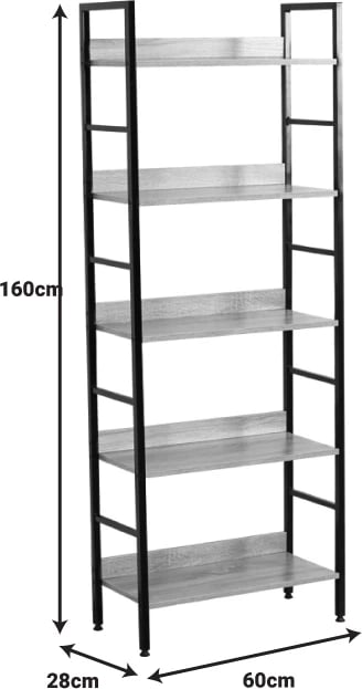 Bibliotekë Elbo, ngjyrë natyrale e zezë, 60x28x160cm