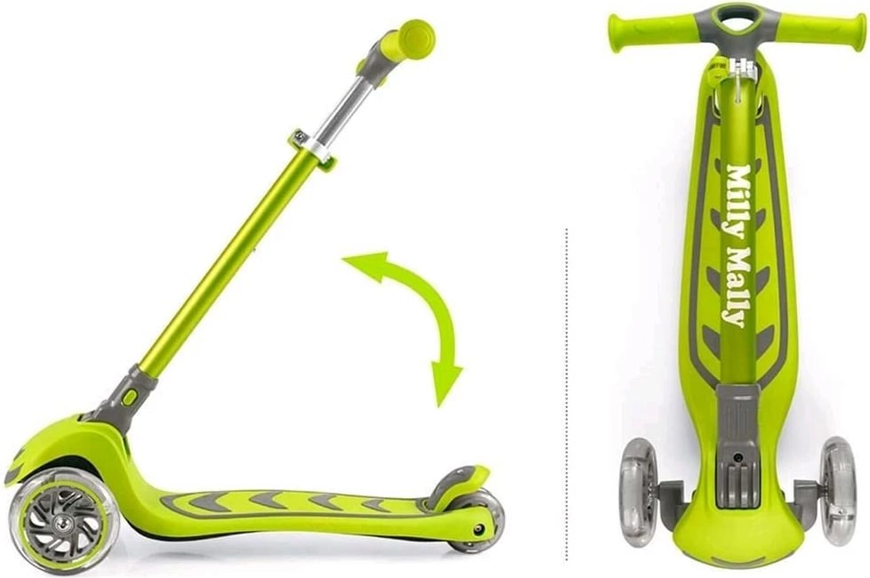 Trotinet fëmijësh, Milly Mally Boogie, 3 rrota, timon me balancë, rregullim 3 nivele, rrota me drita LED, 3+ 50 kg, rozë