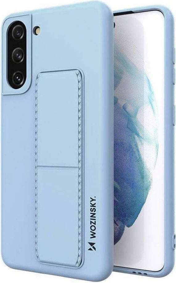 Mbështjellës Wozinsky Kickstand Case për Samsung Galaxy S21+ 5G, silikon, kaltër e çelët