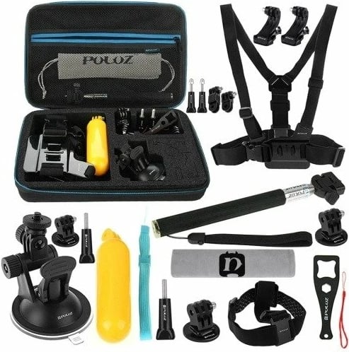 Set aksesorësh për kamera sportive Puluz PKT11, 20 pjesë, universal