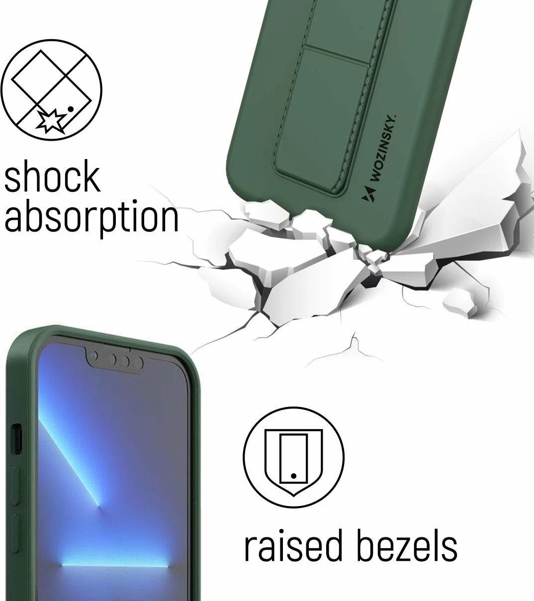 Mbështjellës silikon për celular Wozinsky Kickstand Case për Xiaomi Redmi 10, i zi