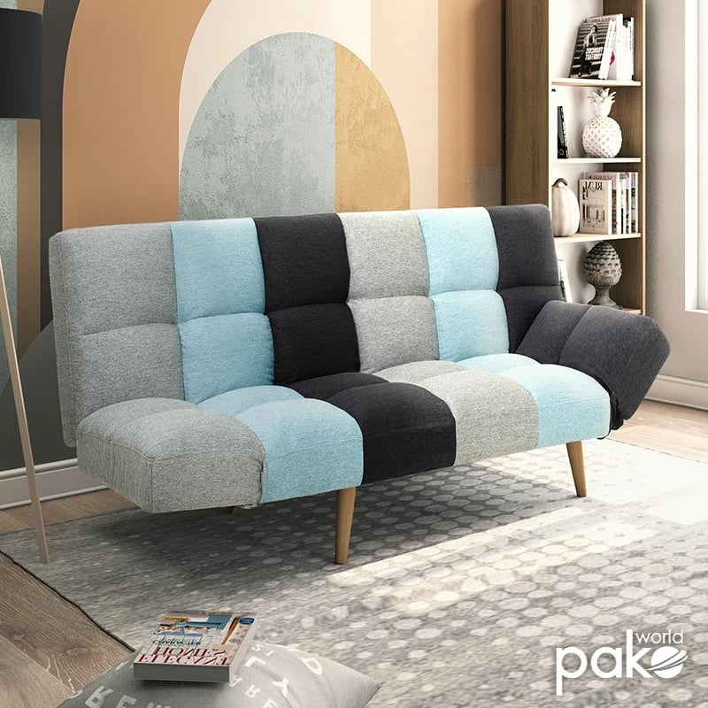 Krevat-sofa 3 vendesh Freddo, material shumëngjyrësh, 182x81x84cm