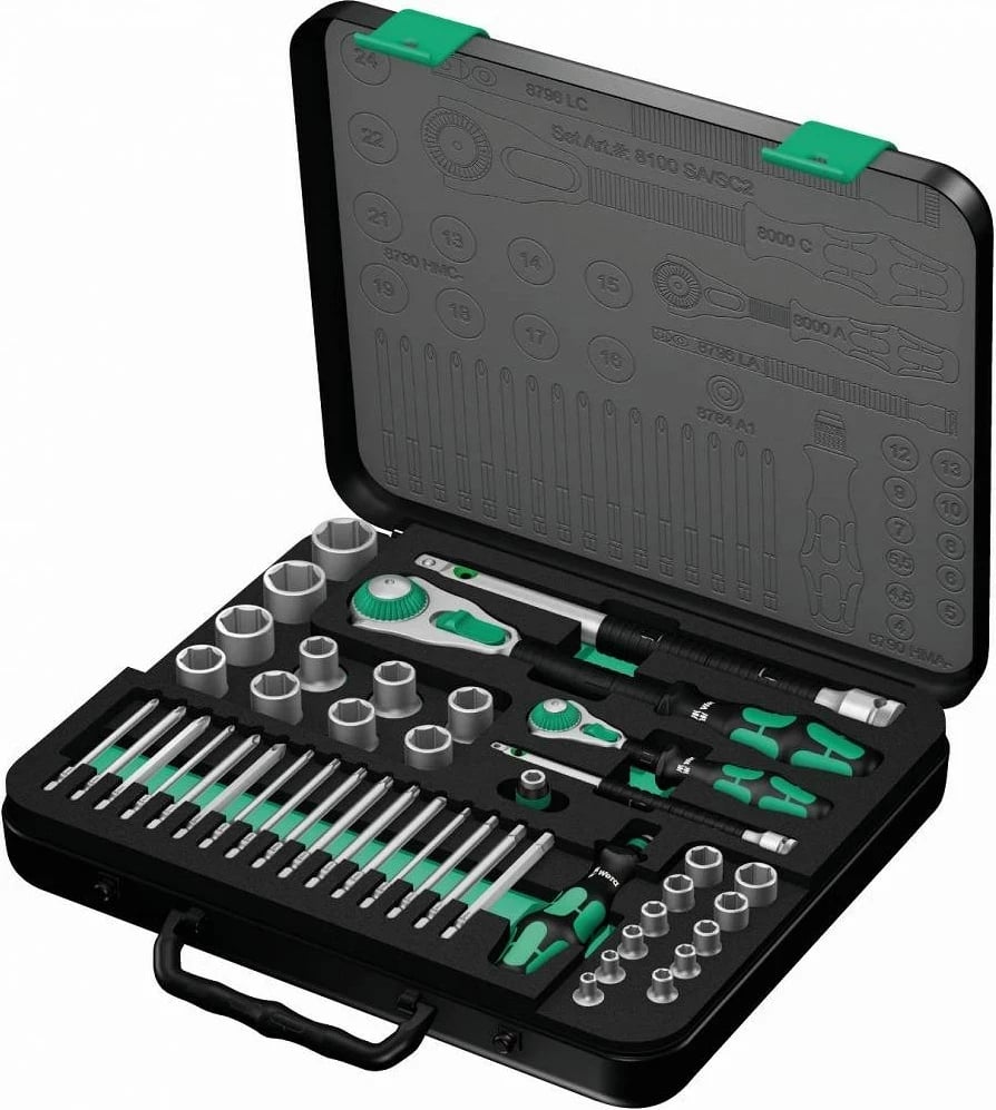 Set çelësash Wera 8100 SA/SC 2 Zyklop, Ngjyrë e zezë