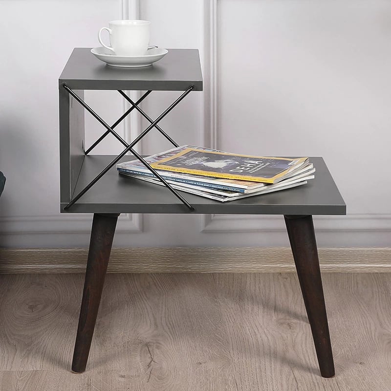 Tavolinë anësore Gather anthracite-walnut 50x40x55cm